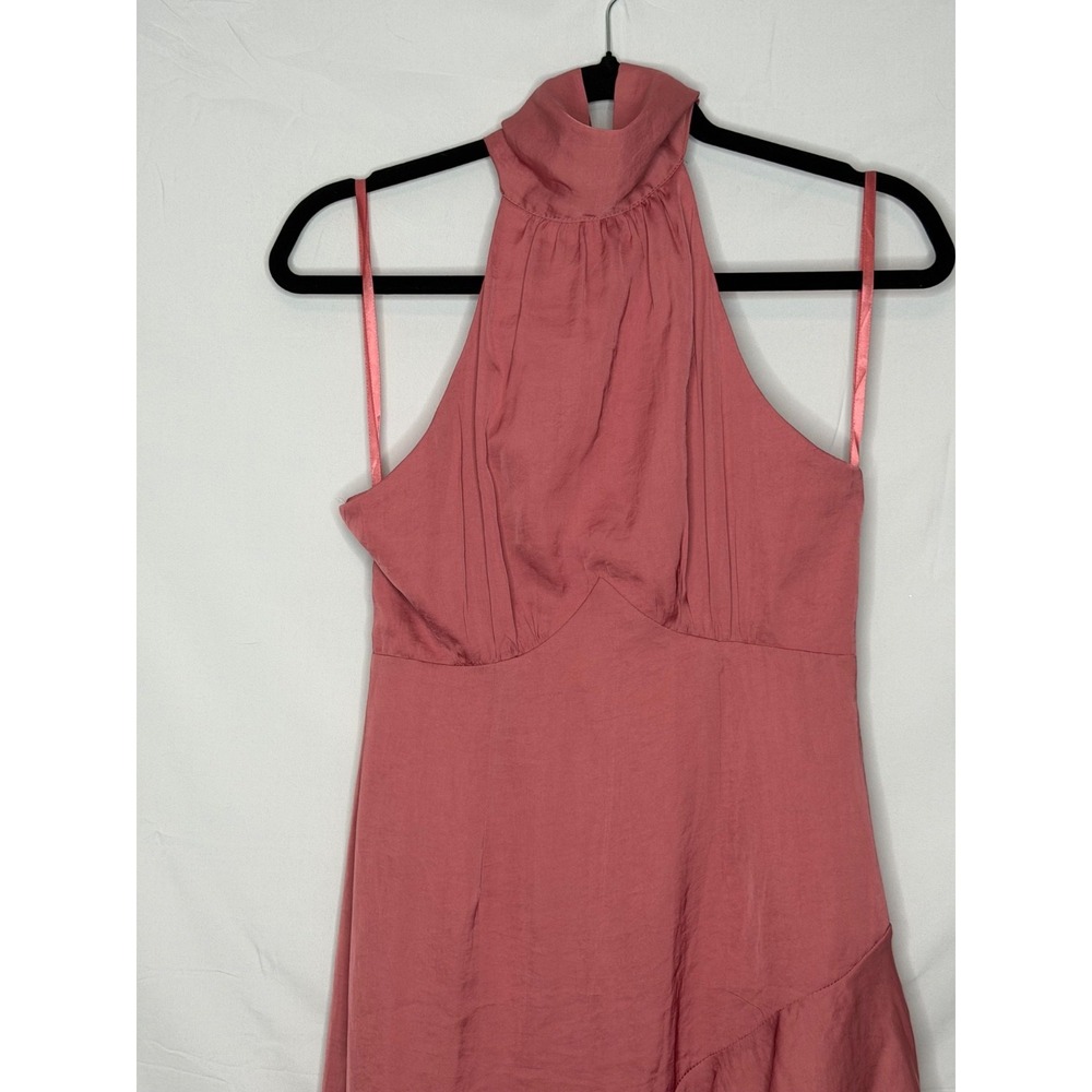 Here Comes The Sun Rose Pink Halter Mini Dress Asymmetrical Ruffle Hem NWT S - Picture 8 of 14